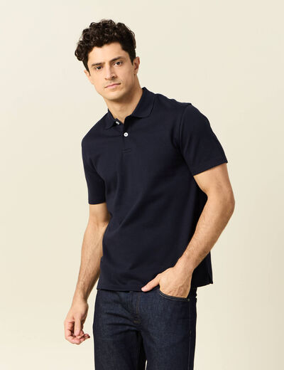 Polo manches courtes bleu marine homme