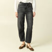 Jeans barrel 7/8&egrave;me avec ceinture denim gris femme