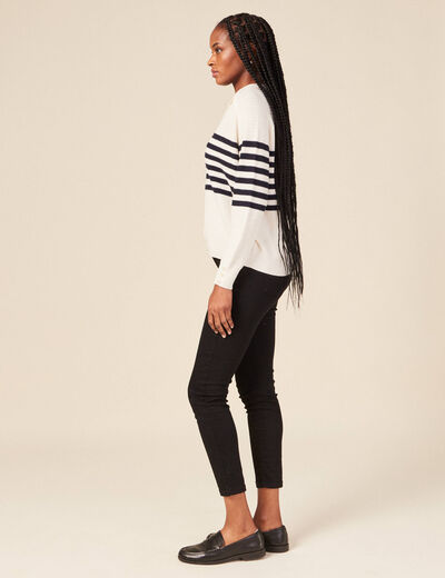 Pull col polo éco-responsable bleu marine femme