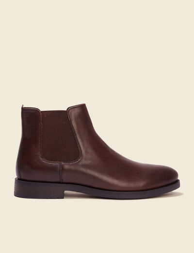 Bottines chelsea en cuir marron foncé homme