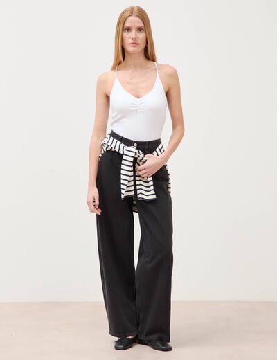 D&eacute;bardeur d&eacute;collet&eacute; &agrave; bretelles blanc femme