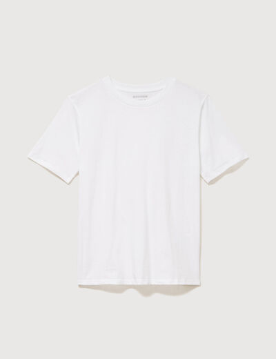 T-shirt droit col rond manches courtes blanc femme
