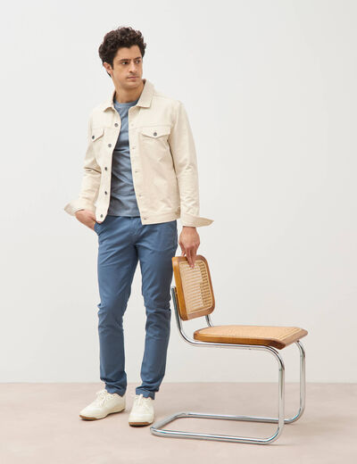 Pantalon chino slim bleu fonc&eacute; homme