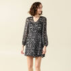 Robe évasée manches longues noir femme