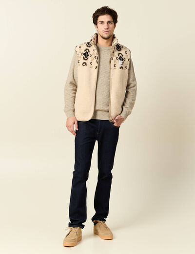 Pull manches longues beige homme