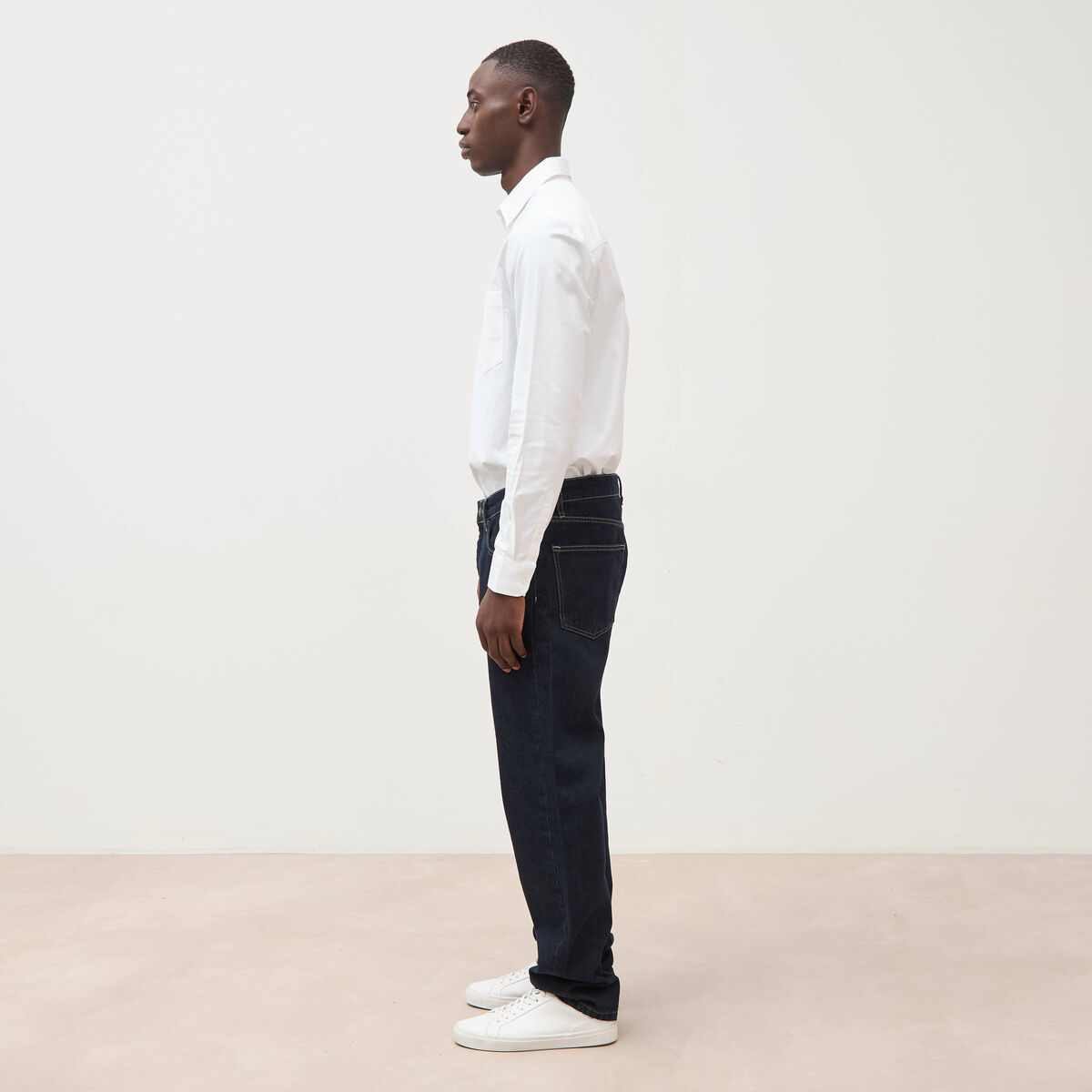 Chemise manches longues col am&eacute;ricain blanc homme
