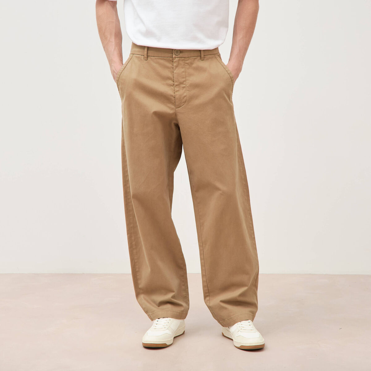 Pantalon coupe large vert kaki homme