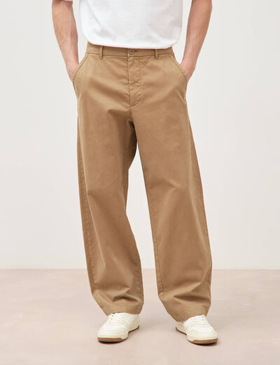 Pantalon coupe large vert kaki homme