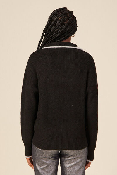 Pull manches longues noir femme