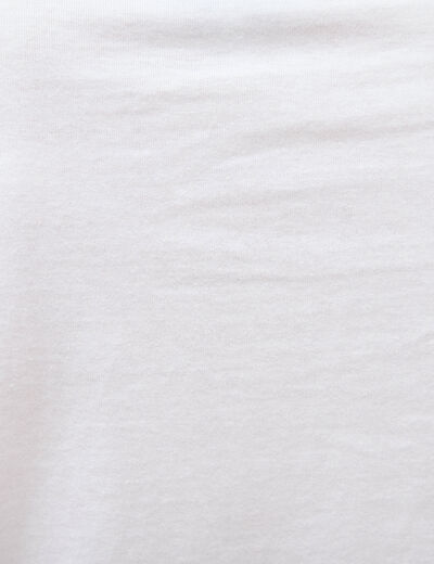 T-shirt droit col rond manches courtes blanc femme