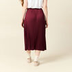 Jupe longue droite plissée bordeaux femme