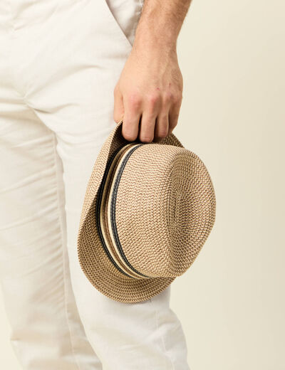 Chapeau trilby tressé sable homme