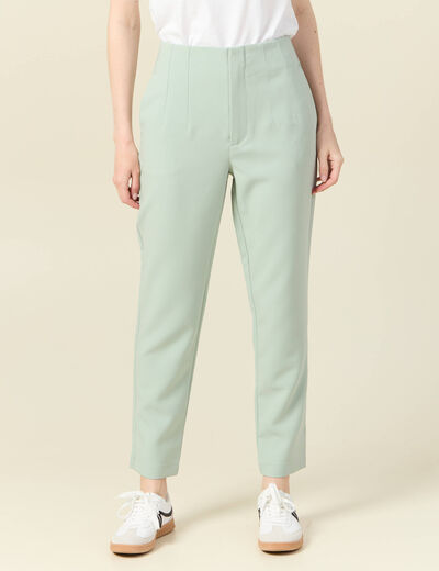 Pantalon cigarette vert olive femme