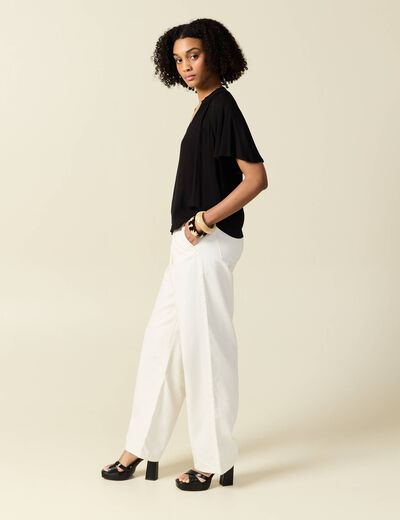 Blouse manches courtes noir femme