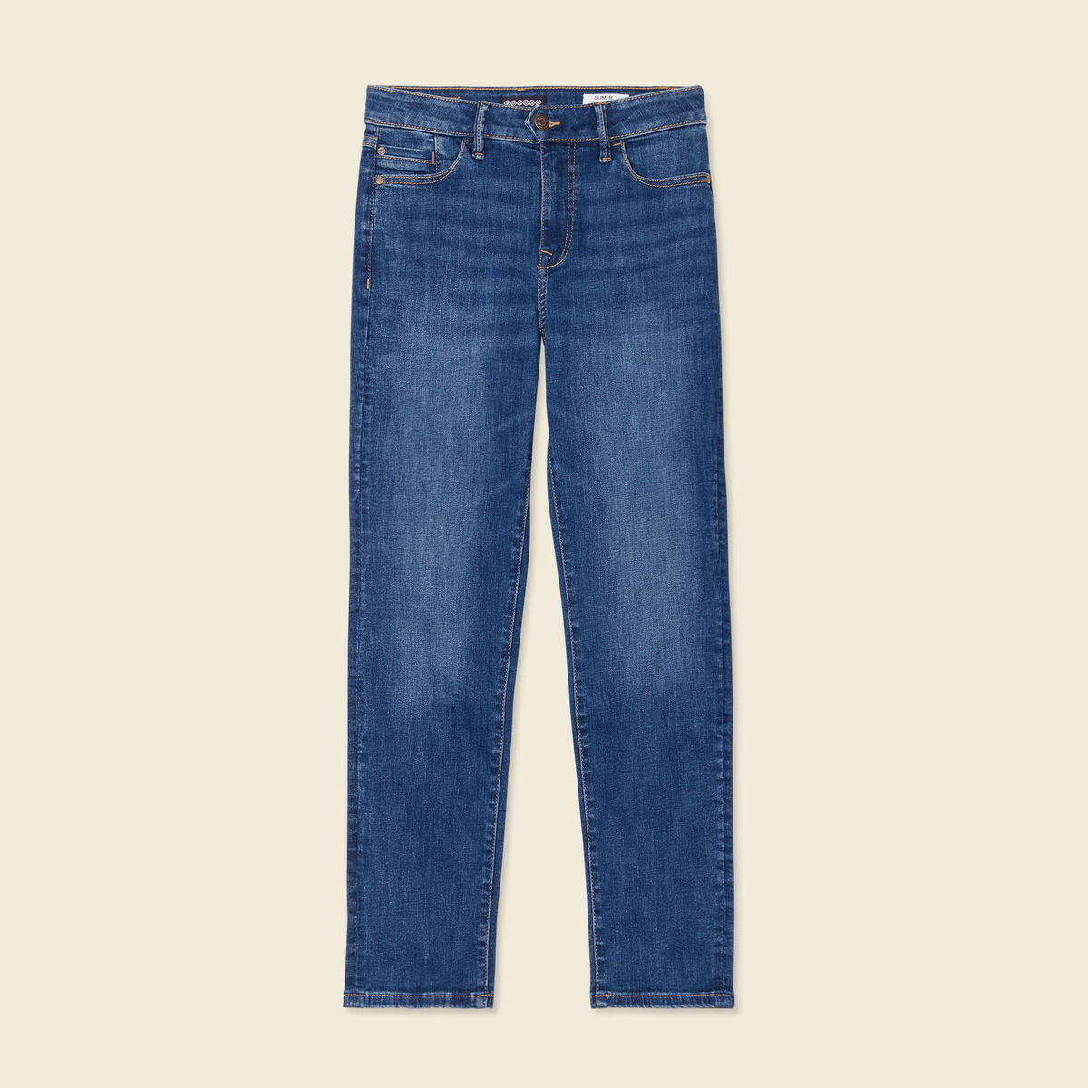 Jeans slim taille haute 7/8&egrave;me denim stone femme