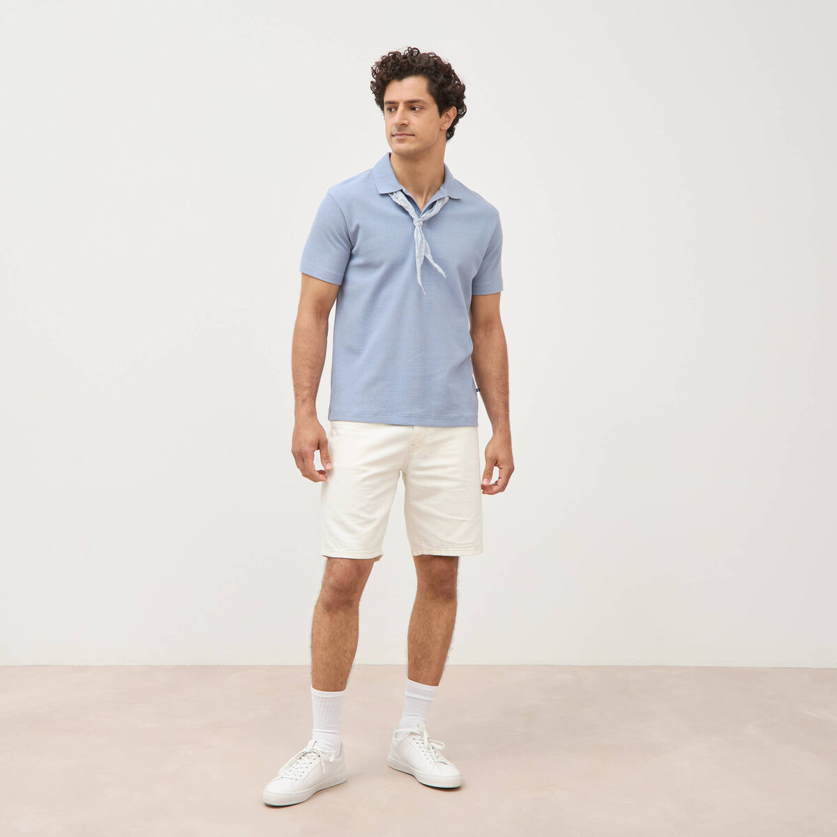 Polo manches courtes bleu gris homme