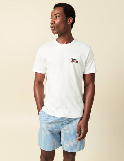 Pyjama coton haut et bas blanc homme