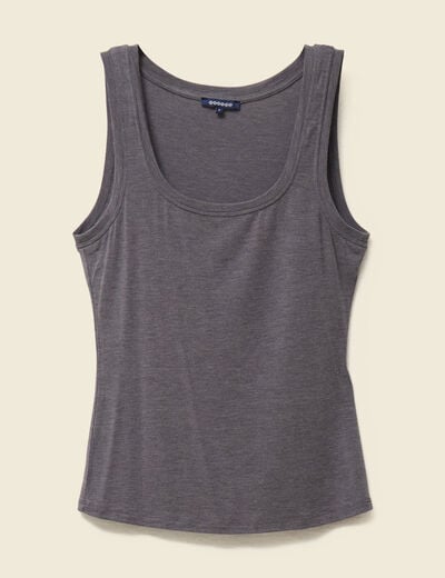 D&eacute;bardeur cintr&eacute; d&eacute;collet&eacute; sans manches gris fonc&eacute; femme