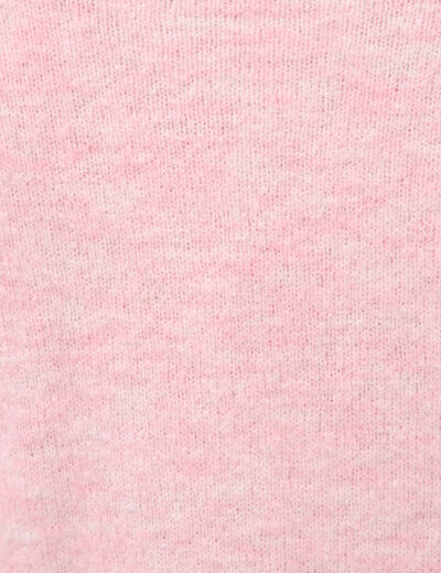 Pull droit court col v manches courtes rose clair femme