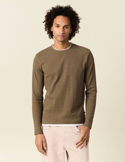 T-shirt manches longues taupe homme