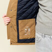 Parka droite mi-longue &agrave; capuche beige homme