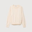 Pull droit col rond manches longues creme femme