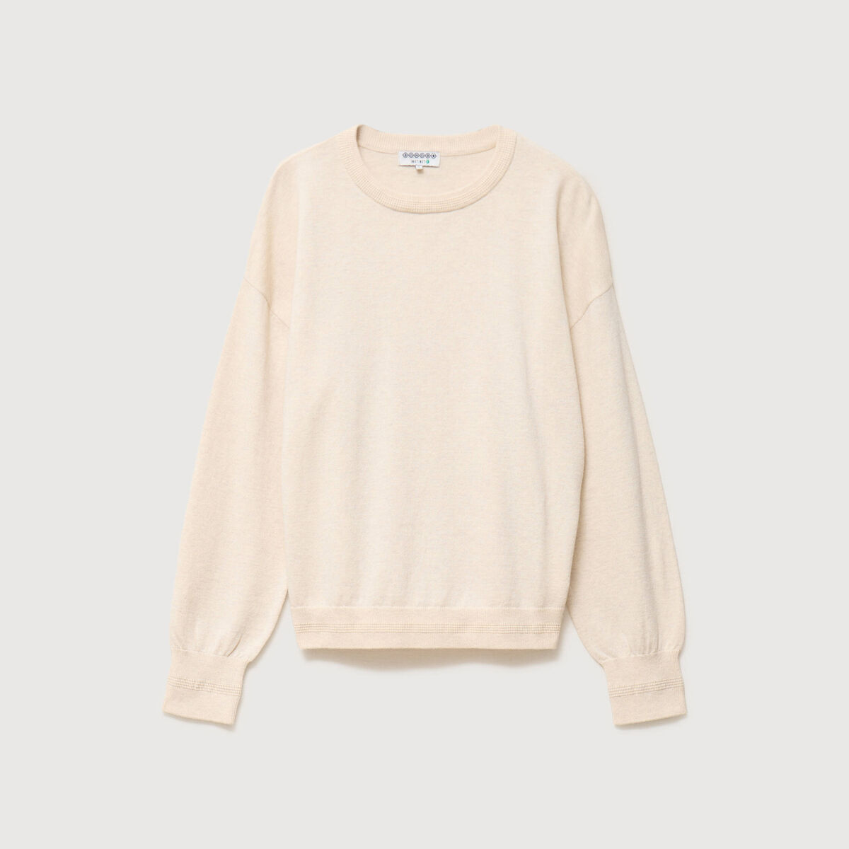 Pull droit col rond manches longues creme femme