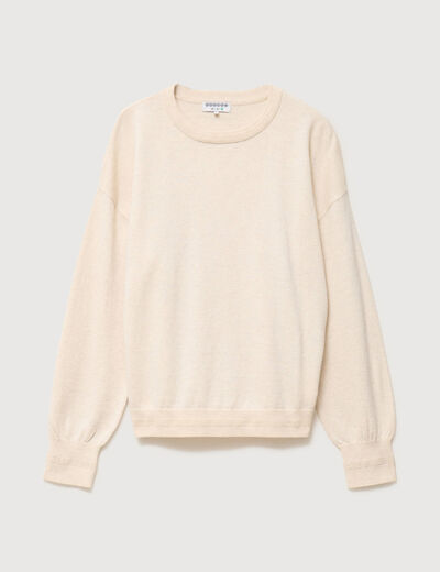 Pull droit col rond manches longues creme femme