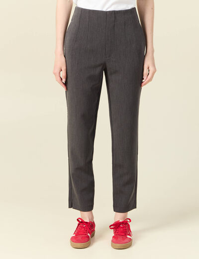 Pantalon cigarette gris femme