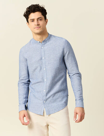 Chemise manches longues bleu gris homme