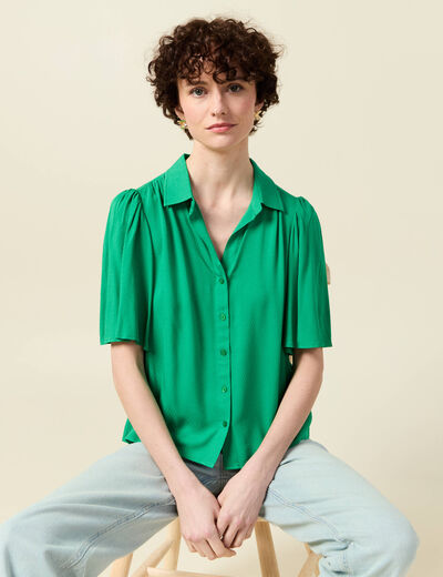 Chemise manches courtes vert femme