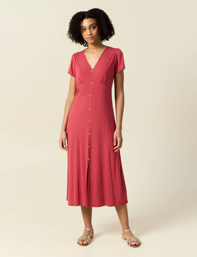 Robe longue droite rose framboise femme