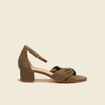 Sandales à talons suédine vert kaki femme