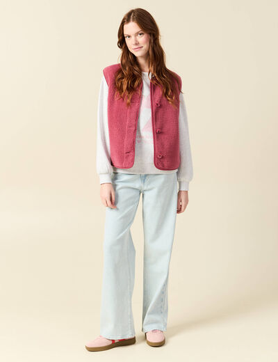 Sweat droit court manches longues gris femme