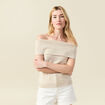 Débardeur tricot sans manches creme femme