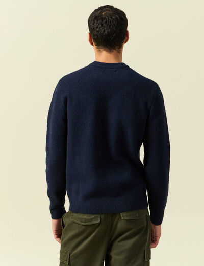 Pull col rond manches longues bleu marine homme