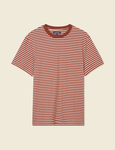 T-shirt manches courtes marron cognac homme