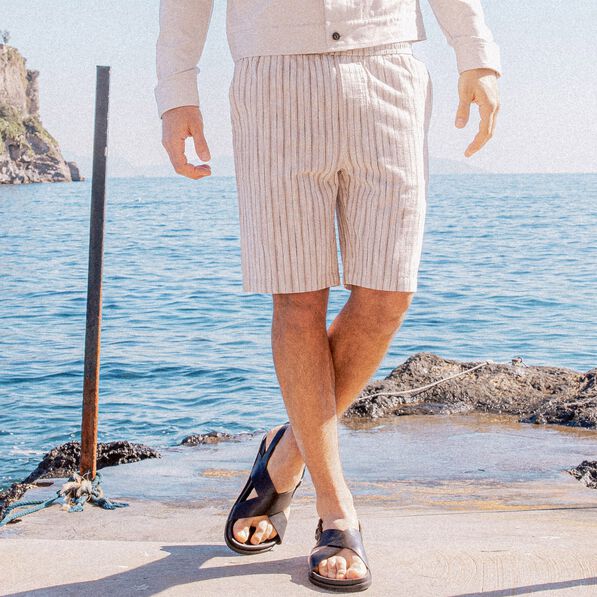 Bermuda droit à coulisse sable homme