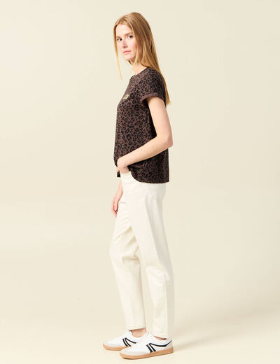T-shirt manches courtes marron foncé femme