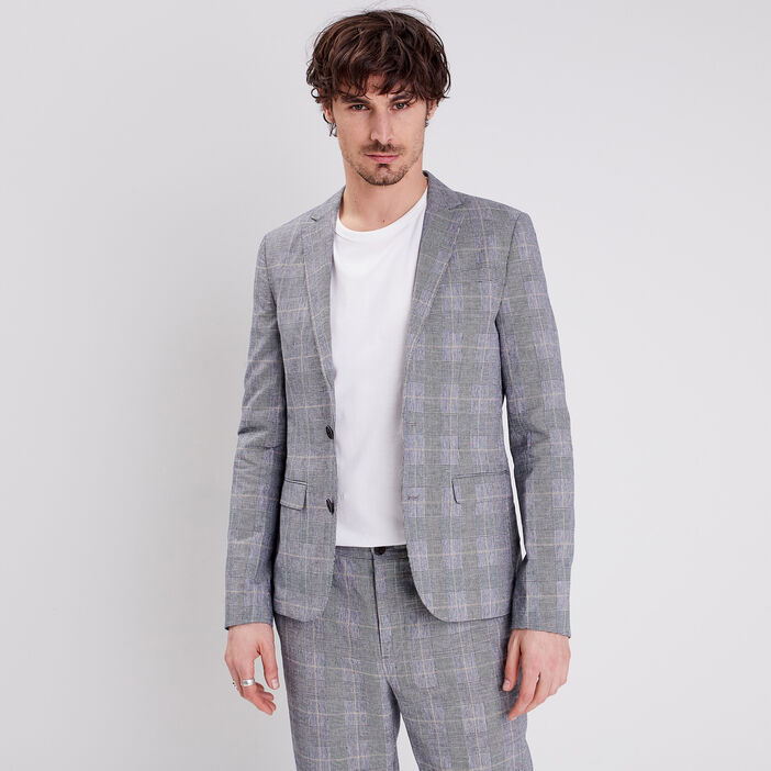 Veste droite boutonnée bleu marine homme