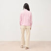 Chemise droite col noeud manches longues rose poudr&eacute;e femme
