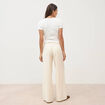 Pantalon large taille haute ceinture ivoire femme