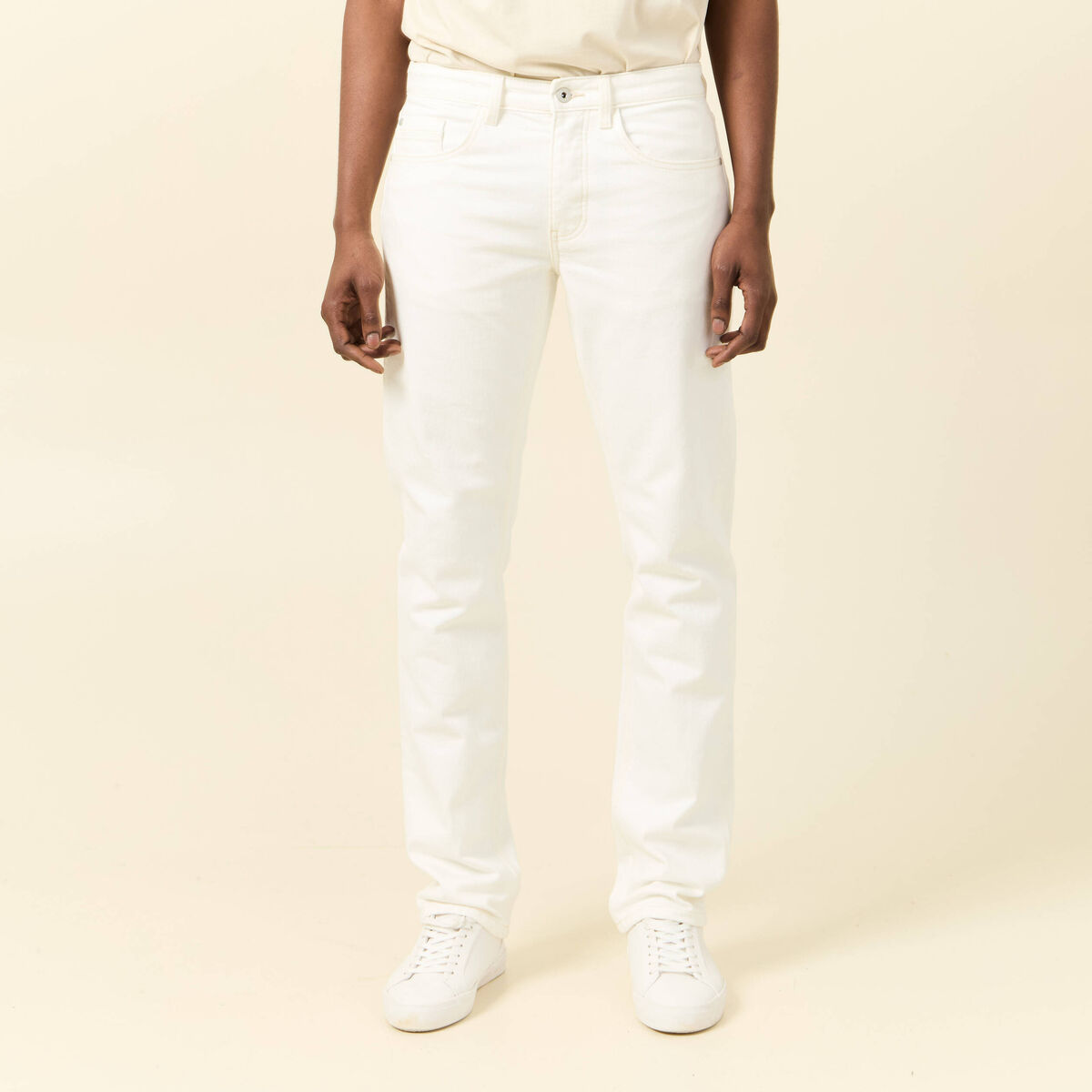 Jeans éco-responsable straight denim blanc homme