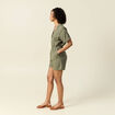 Combishort manches courtes vert kaki femme