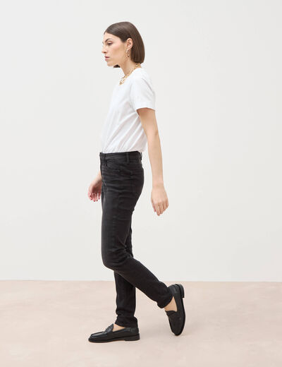 Jeans slim taille haute denim noir femme