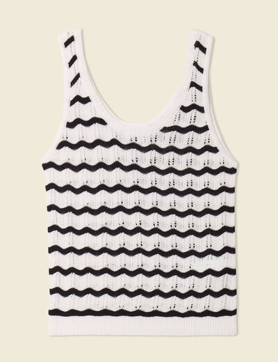 Débardeur tricot ajouré noir femme