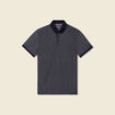 Polo cintr&eacute; manches courtes col polo bleu marine homme
