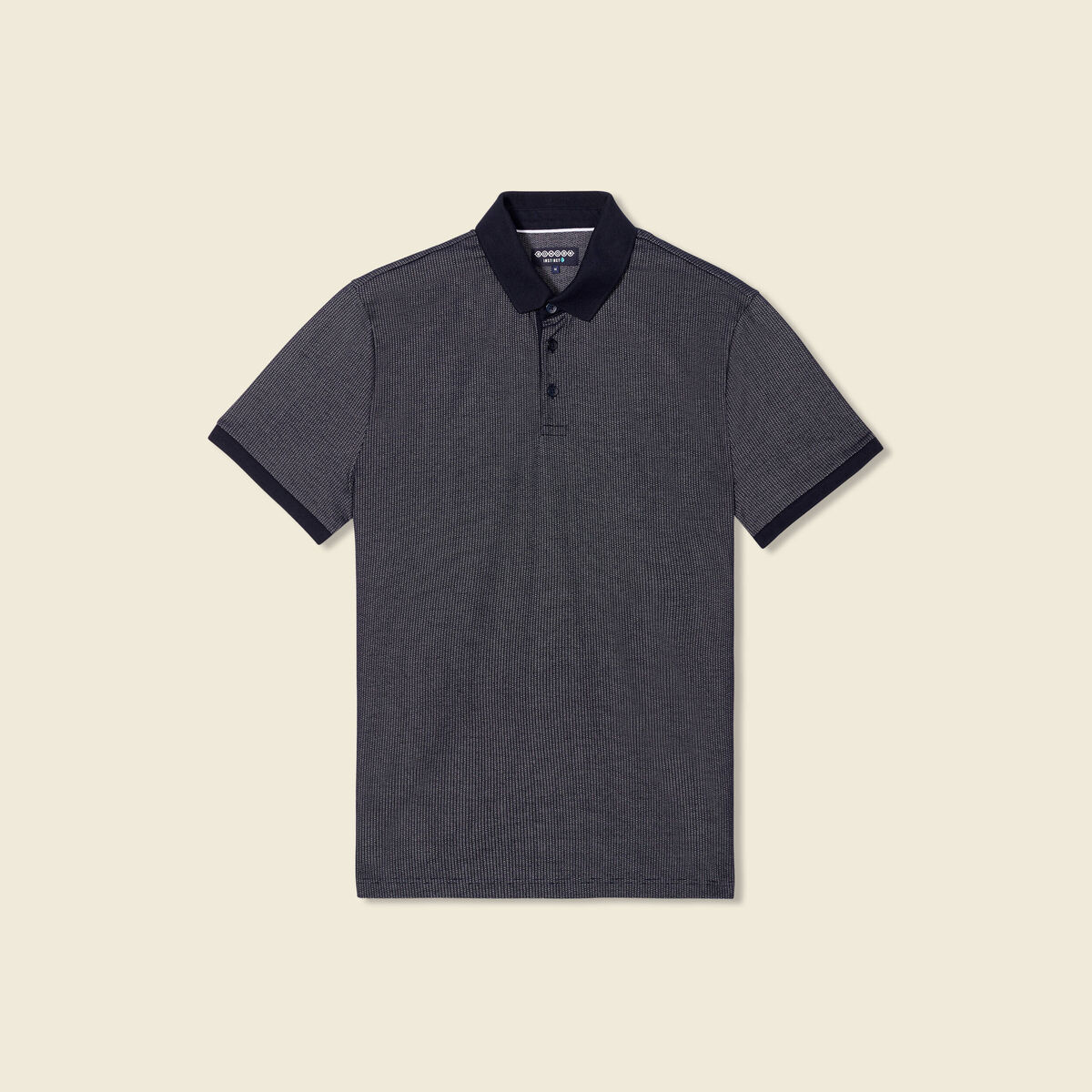 Polo cintr&eacute; manches courtes col polo bleu marine homme