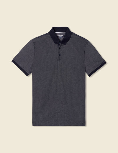 Polo cintr&eacute; manches courtes col polo bleu marine homme