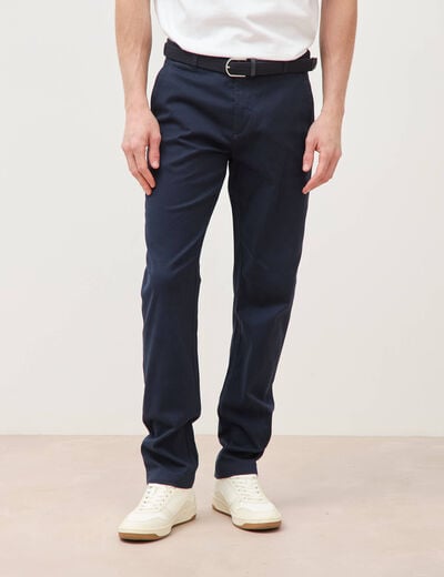 Pantalon straight longueur 32 ceinture bleu marine homme
